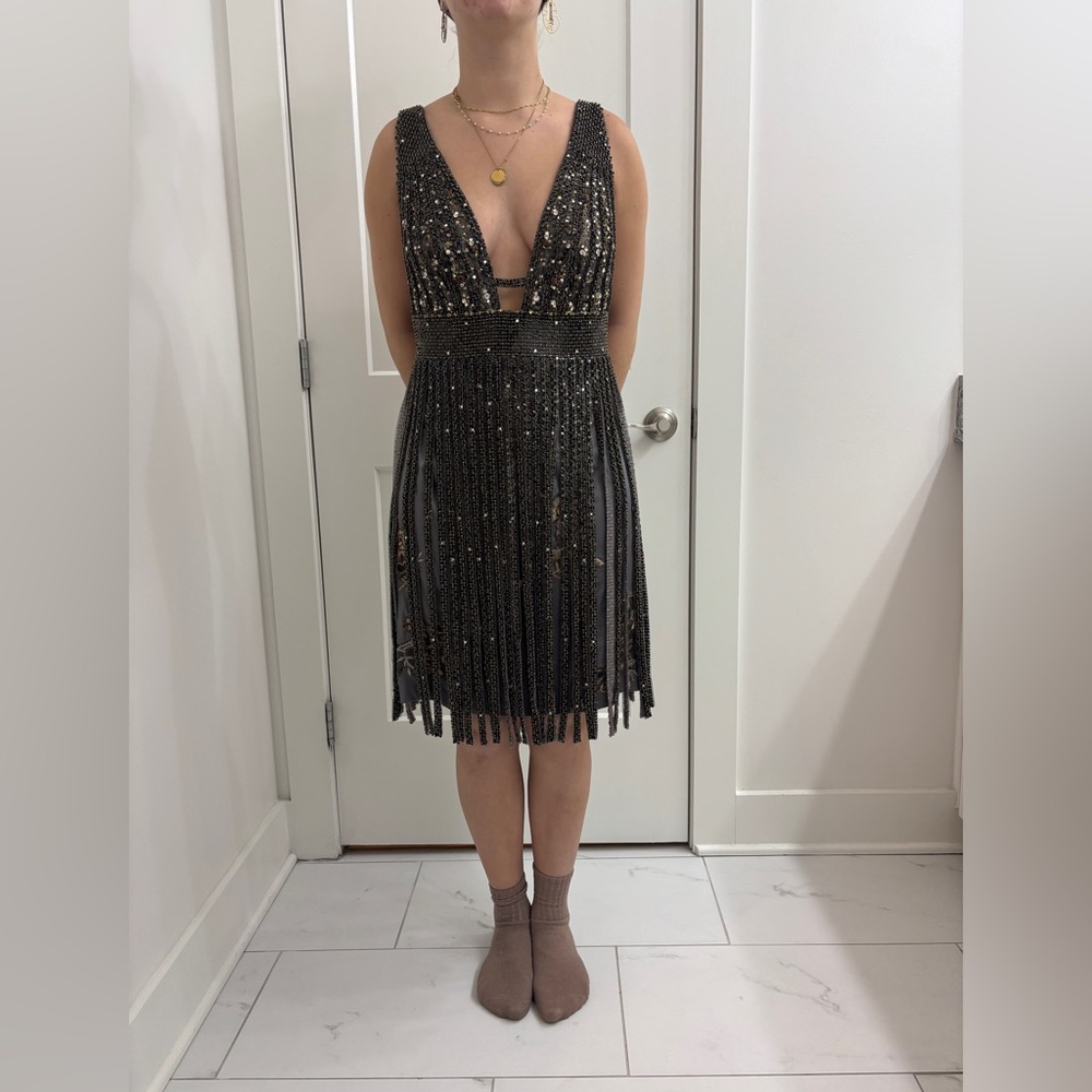 NWT Mandalay Beaded Fringe Cocktail Party Festival Dress new years eve dark age - Picture 14 of 16